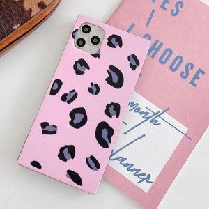 iPhone 12 Pro Max 12 11 Case Square Leopard Pink